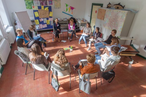 Teilnehmer*innen im kulturweit-Workshop